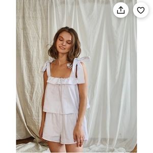 Handmade Linen Pajama Set in LIGHT BLUE